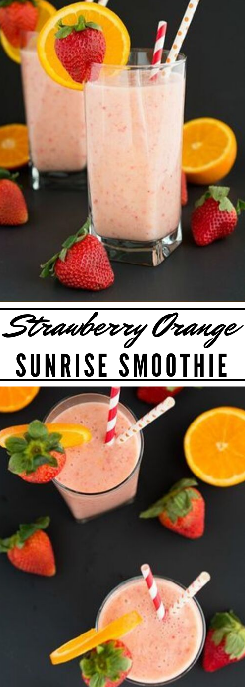 STRAWBERRY ORANGE SUNRISE SMOOTHIE #drink #smoothie #orange #sunrise #strawberry