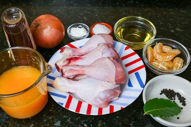Imagen de ingredientes de muslos de pollo en salsa de mandarina
