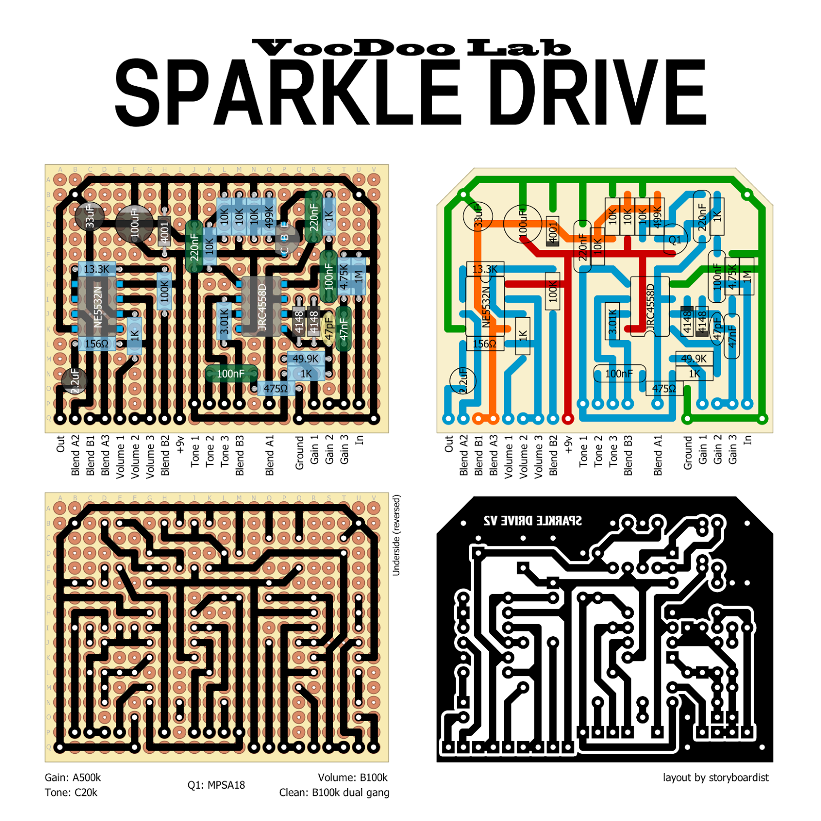 Perf and PCB Effects Layouts: VooDoo Lab Sparkle Drive