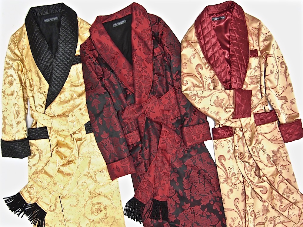Men's Paisley Silk Dressing Gown in Red, Gold and Black
