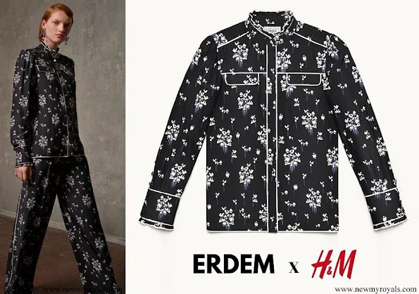 Crown Princess Victoria wore a floral blouse from ERDEM X H&M Collection