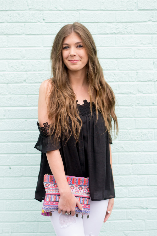 Black Lace Top: A Little Bit Of Lace Goes A Long Way by Charleston fashion blogger Kelsey of Chasing Cinderella