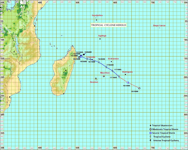 Herold Cyclone Update Mauritius on cyclone warning class II