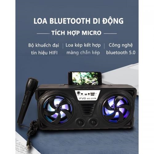 Loa Karaoke Kèm Mic BS-237, Thiết Kế Mạnh Mẽ, Đèn Led Rực Rỡ, Âm Thanh Bass Cực Sâu, BH 6 Tháng