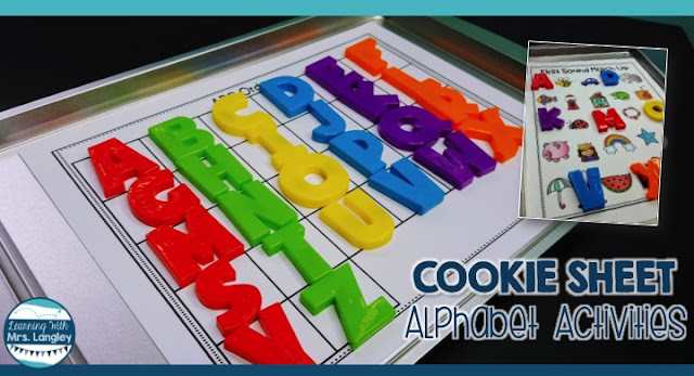 Cookie Sheet Activities are a fun way for toddlers, preschool, kindergarten or first grade students to practice foundational skills. Using these magnetic boards for alphabet practice with alphabet magnets is perfect for centers, small groups, or as an intervention not to mention it is great for fine motor!