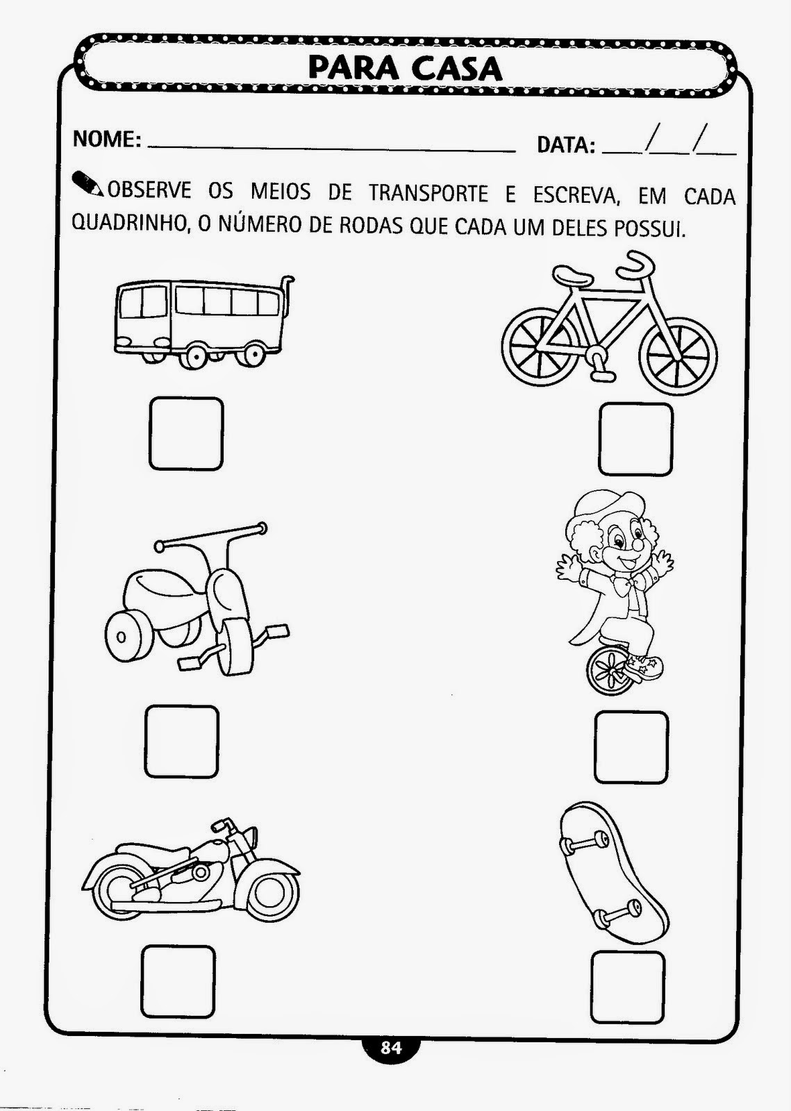 Semana do Trânsito - Atividades sobre trânsito e meios de transporte 