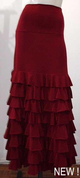 Skirt Bromélia 020-2 Solid color with 8 layers of ruffles, Burgundy - US$ 125.00
