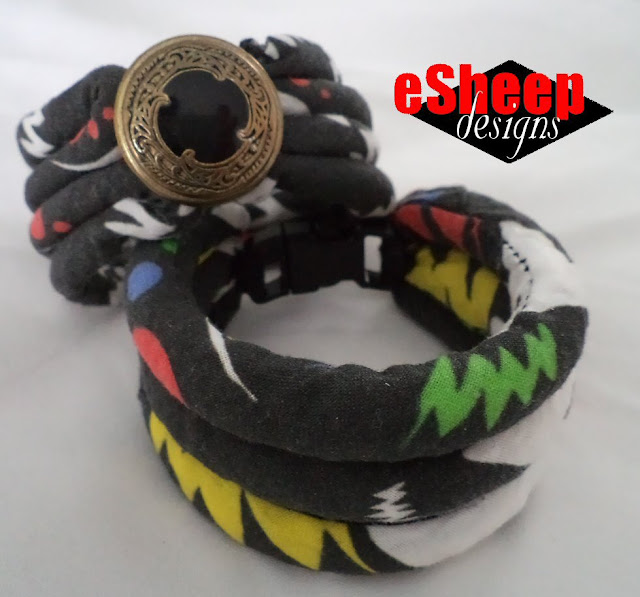 Fabric Covered Cord Bracelet crafted by eSheep Designs