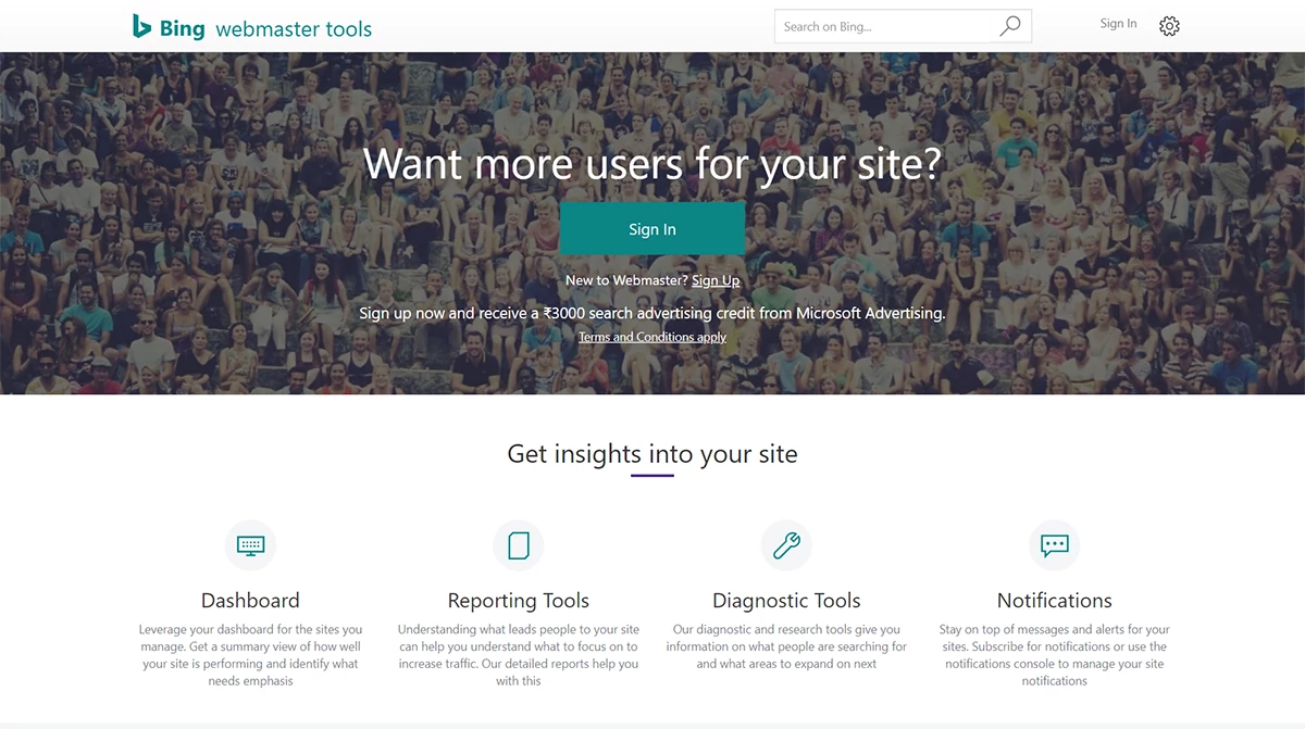 bing webmaster tools
