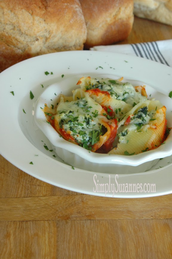 Simply Suzanne's AT HOME: spinach & three cheese stuffed shells