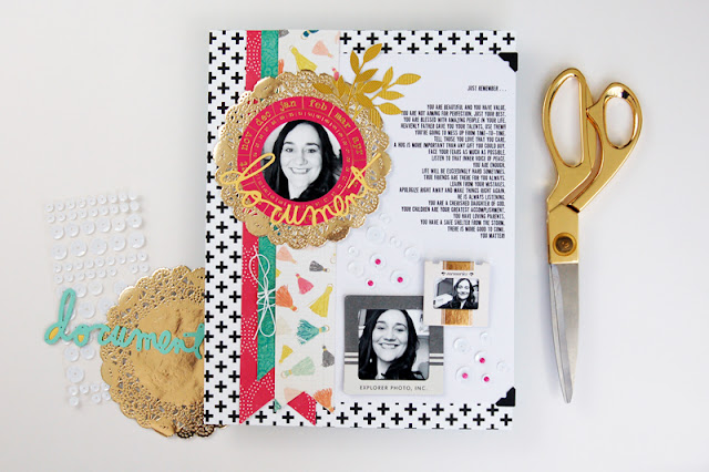 "Document" Scrapbooking Layout that's all about me. #scrapbooking #memoriesmade #diecutting