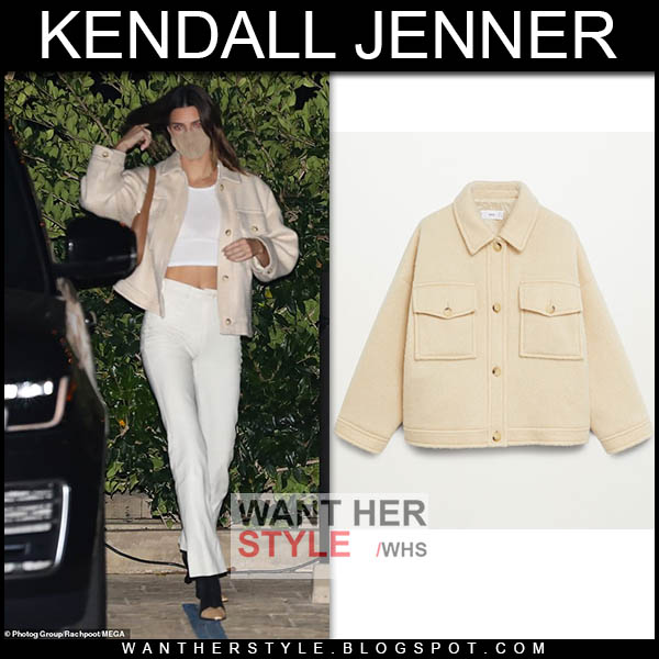 Kendall Jenner in white pants and black shoulder tote on November 14 ~ I  want her style - What celebrities wore and where to buy it. Celebrity Style