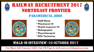 Northeast Frontier Railway Recruitment 2017- Paramedical Staff Jobs Various Walk-in