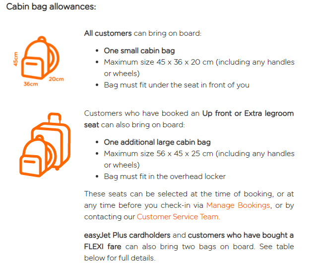 response Dedicate tuition fee easyJet to reduce cabin baggage allowance