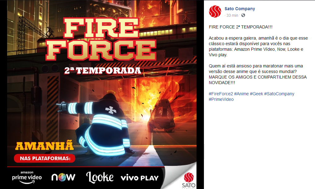 Sato Company anuncia el estreno de la temporada 2 de Fire Force - TVLaint