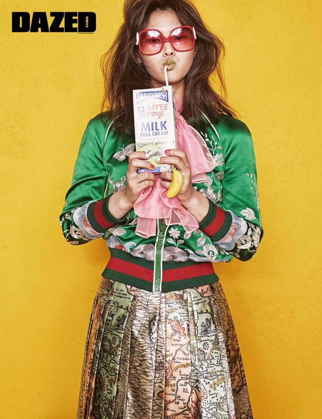 Dazed & Confused Korea March 2016, Ellis Ahn 2016 SS Gucci Silk Floral Embroidered Bomber Jacket Editorials