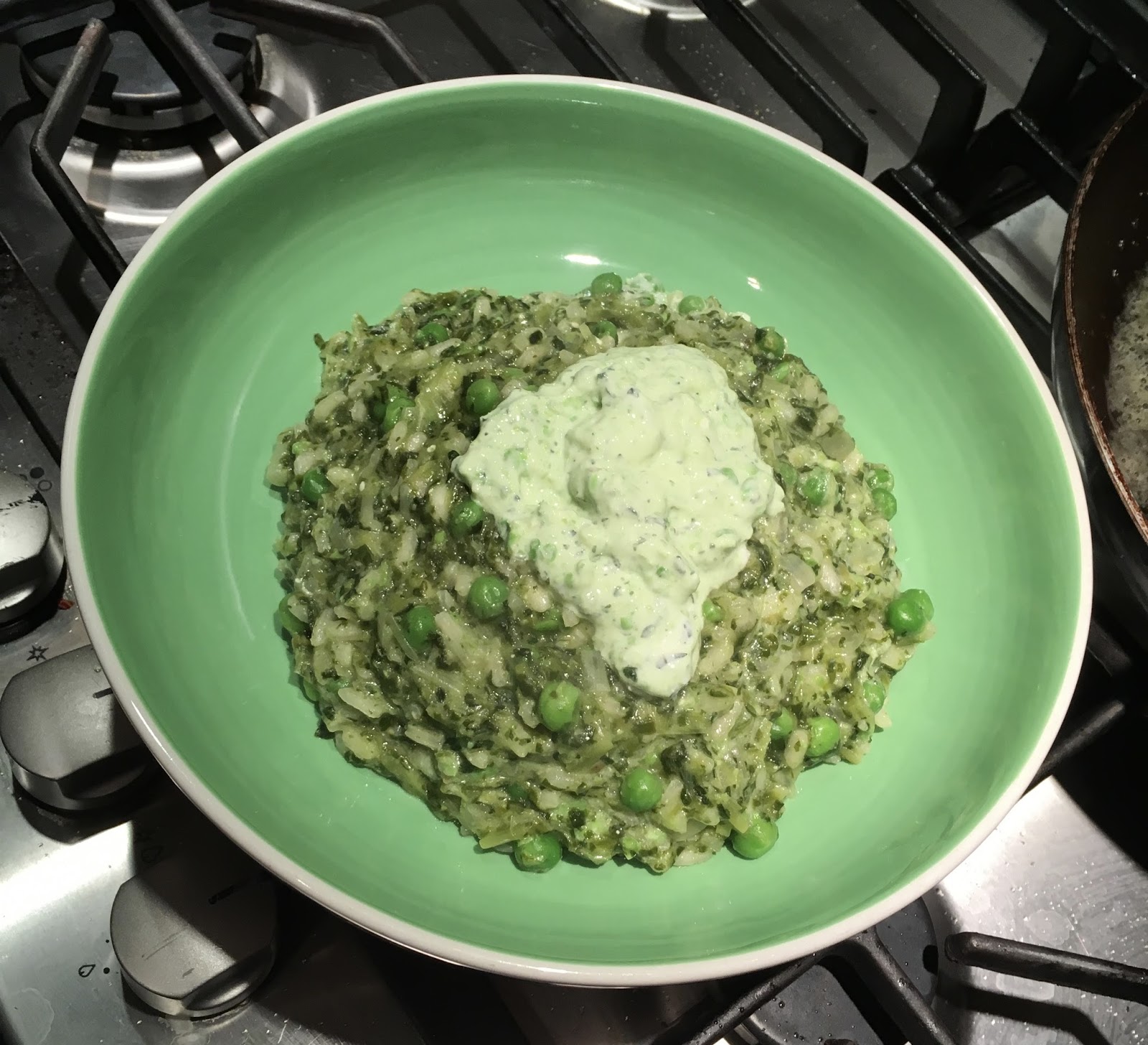 Lemon and Cheese: Pea and Spinach Risotto with Mint, Cottage Cheese and