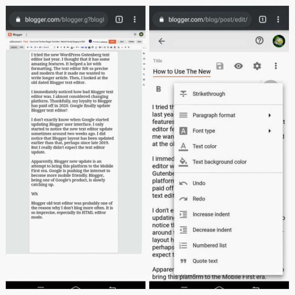 How to Use The New Blogger Text Editor Mobile Friendly Blogging in