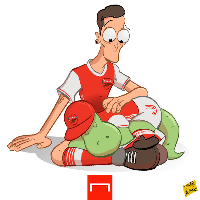 Mesut Ozzil and Gunnersaurus cartoon