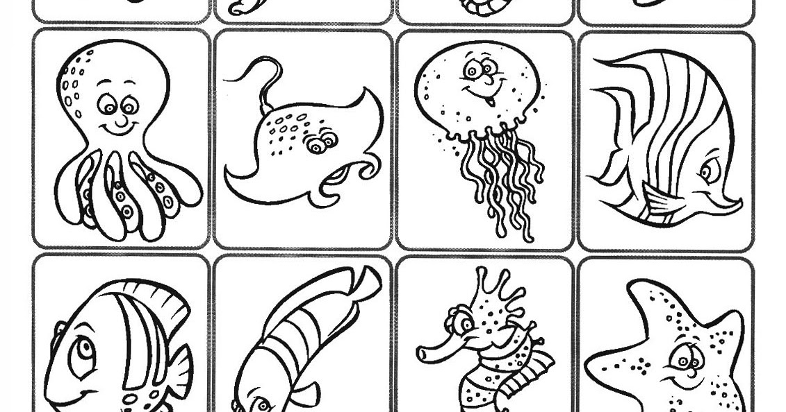Desenhos de Animais marinhos para colorir, jogos de pintar e imprimir