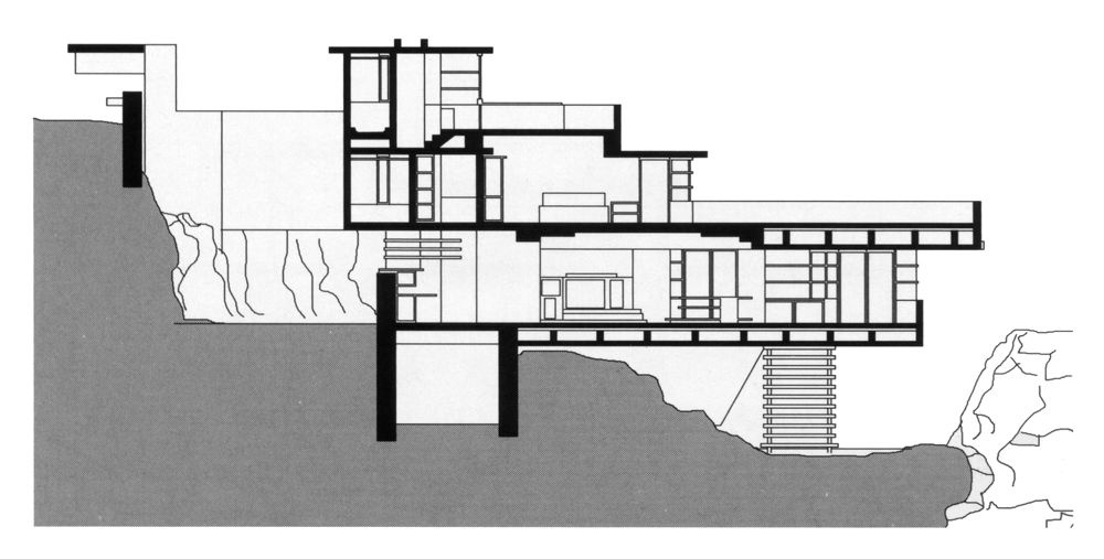 Casa E. Kaufmann. Casa de la Cascada, 1936, Pennsylvania. Frank Lloyd Wright