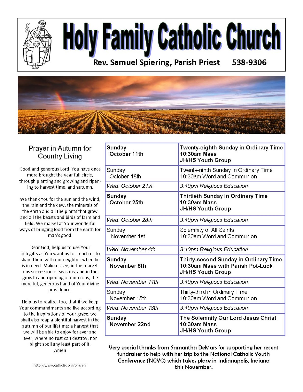 Holy Family Catholic Church Winifred Holy Family Bulletin