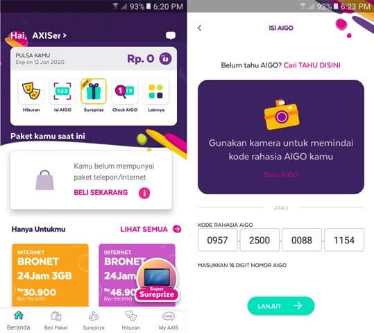 Cara Mengisi dan Memasukkan Kode Voucher Axis Lewat Aplikasi AXISnet