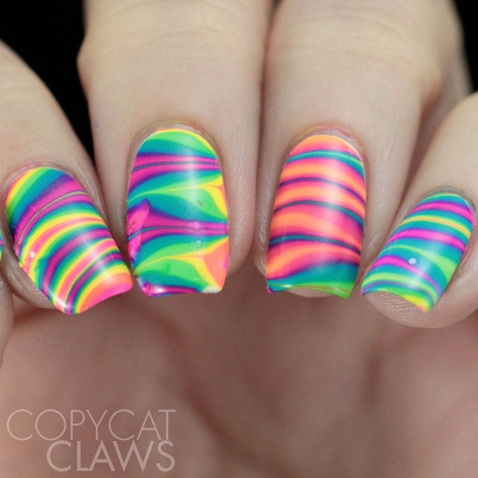 Copycat Claws: The Digit-al Dozen does Marble - Water Marble Nails With ...