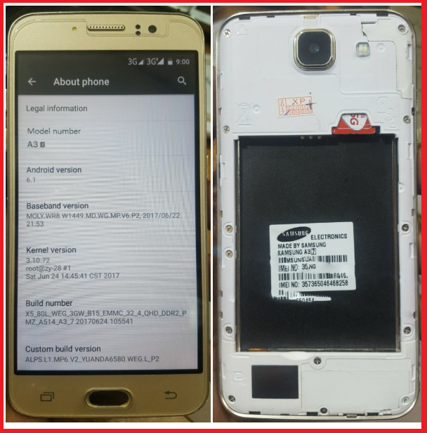 Samsung Clone A3 7 Flash File MT6580 6.1 Stock Rom - Real Firmware File®