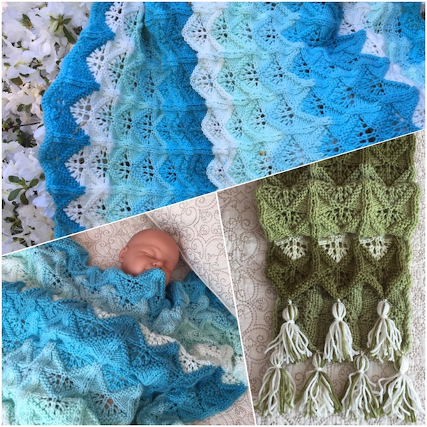 HAND MADE RUKODELKY Baby Blue Blanket And Scarf Lacy Patterns