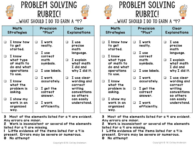 problem solving rubric first grade