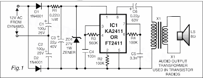 Bicycle Horn Using Tone Generator Schematic