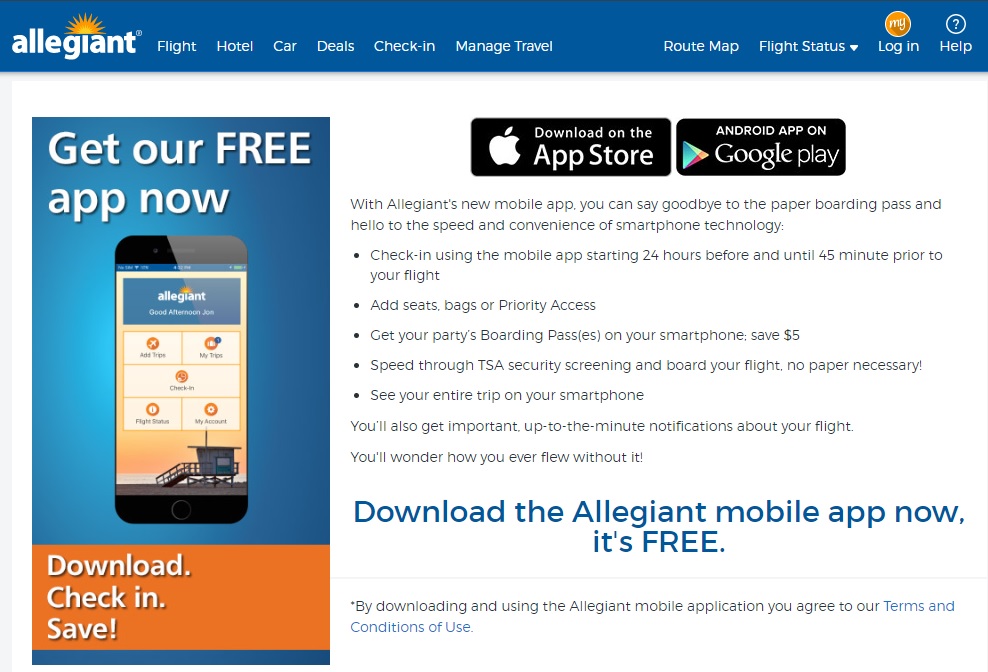 ALLEGIANT AIRLINES CHECK IN OPTIONS?