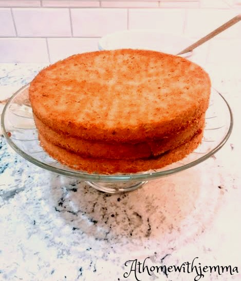 Homemaking, three, layer, sponge, cake, raspberry, filling, homemade, recipe, athomewithjemma