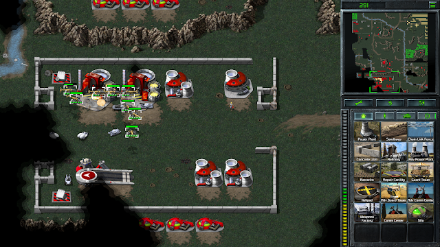 Screenshot of a NOD base under attack by GDI Orcas in Command & Conquer: Remastered