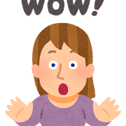 「WOW」と驚く白人女性のイラスト