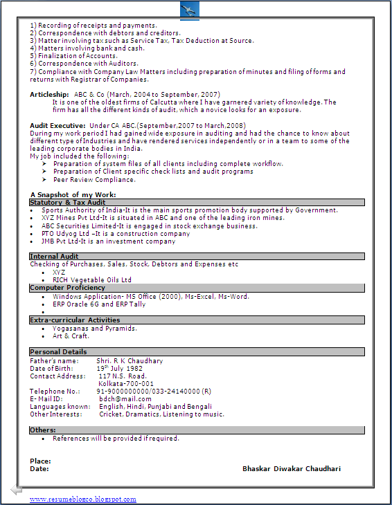 Sample resume for ms in cs