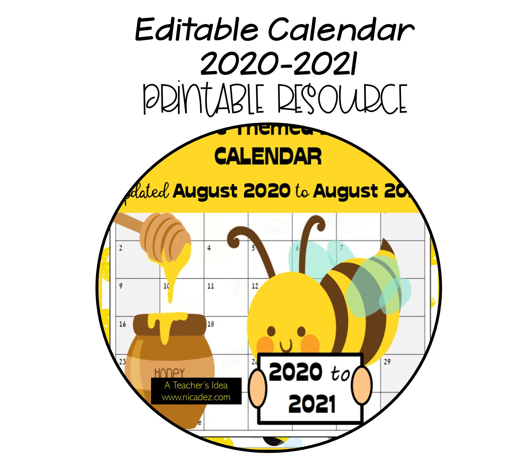 Editable Calendars For Teachers