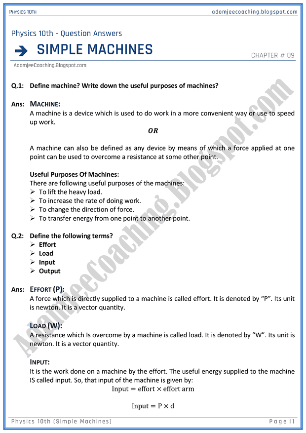 Simple Machine Questions