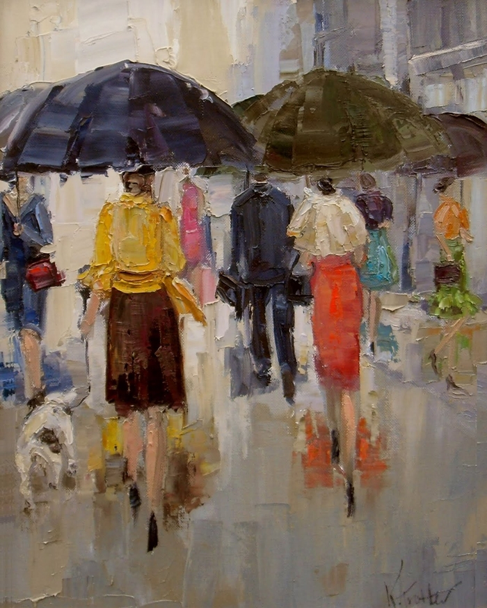 Kathryn Morris Trotter | American Impressionist Knife painter | Paris in the rain Kathryn Morris Trotter | American Impressionist Knife painter | Paris in the rain