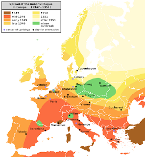 Kara ölüm'ün Avrupa'da yayılması