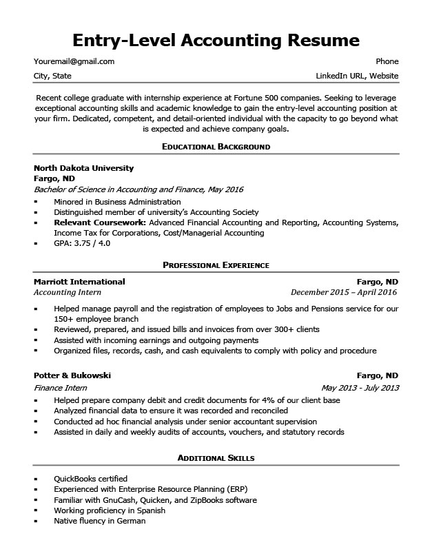 Accountant Resume Format 2019 - 2020 - Resume Templates Site