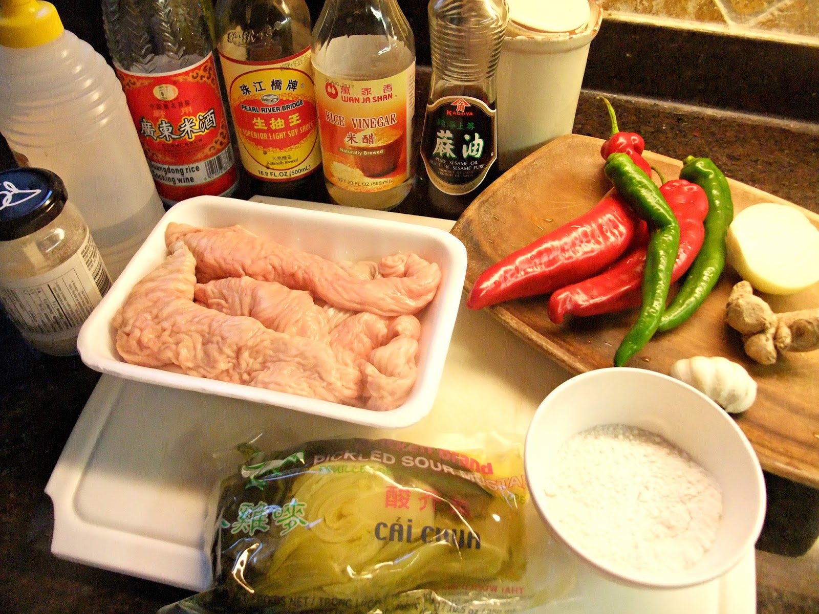 Susan's SavourIt! Spicy Pork Intestine StirFry with Pickled Mustard...