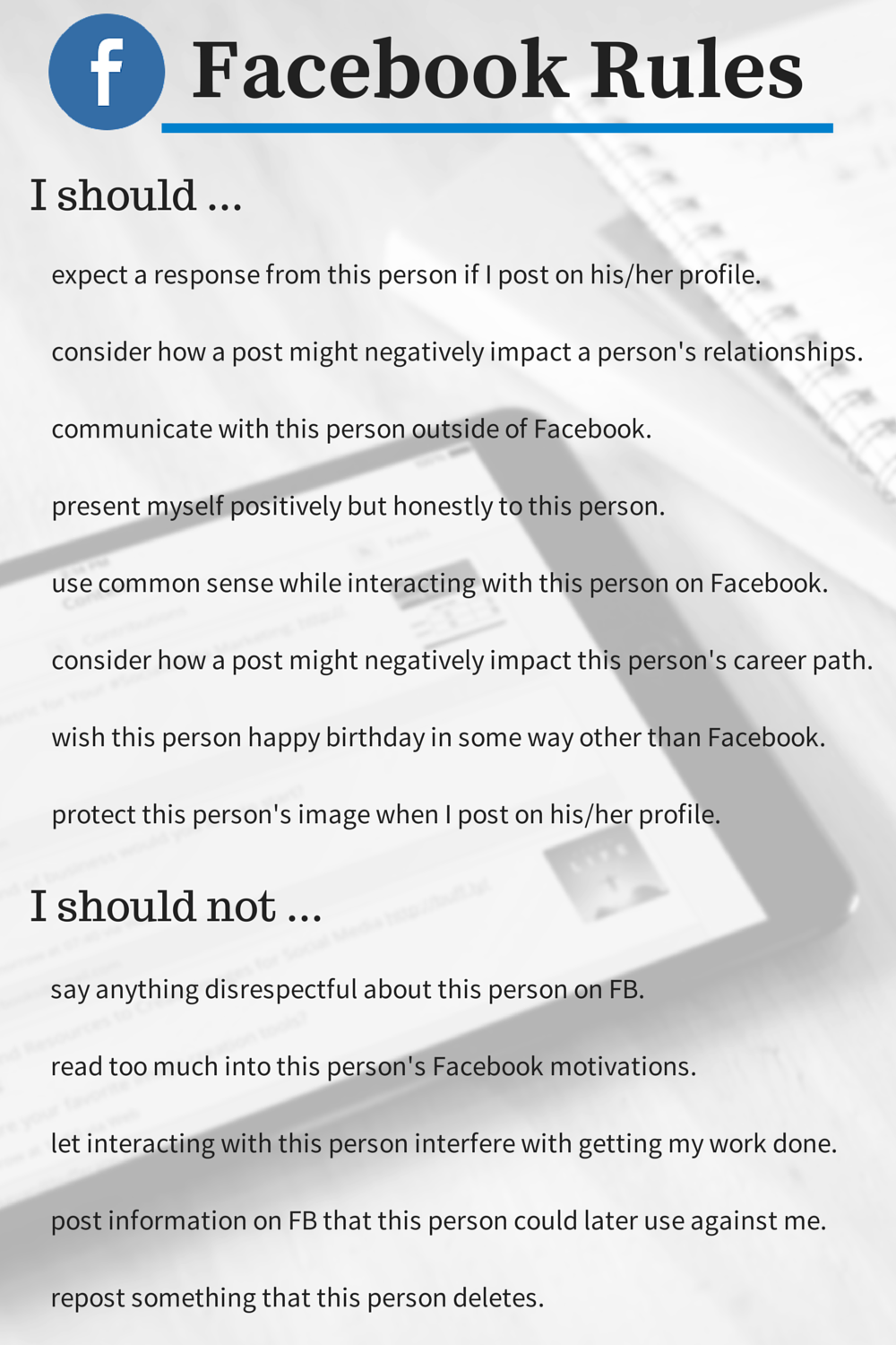 Facebook Las reglas que no están escritas, pero que debemos aprender.