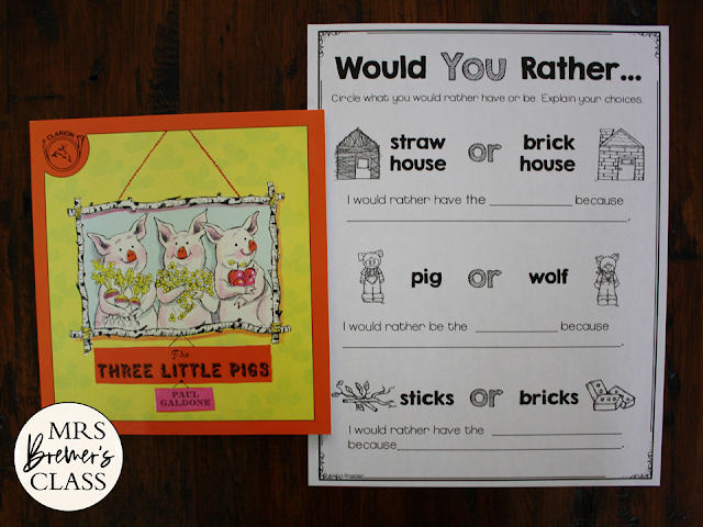 The Three Little Pigs Fairy Tales activities unit with Common Core aligned literacy companion activities for First Grade and Second Grade