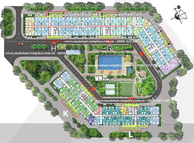 Mặt Bằng Tòa Nhà FGH Chung Cư Xuân Mai Complex