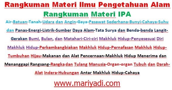 Modul Dan Ringkasan Materi Persiapan Usbn Ipa Sd Mi Mariyadi Com