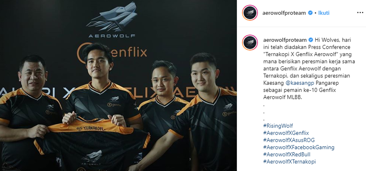 Kaesang Pangarep Jadi Pemain Ke-10 Tim Mobile Legends Genflix Aerowolf