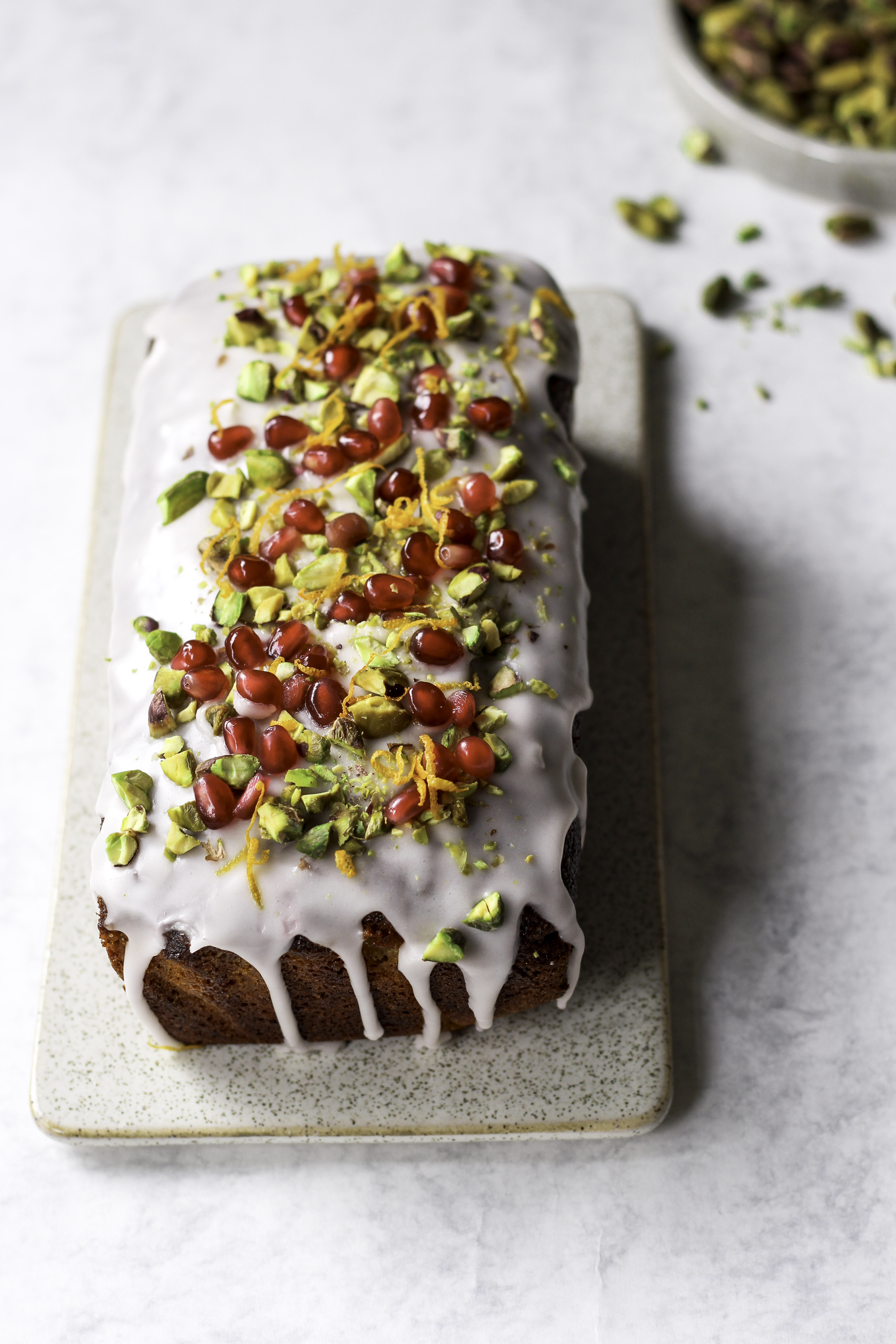 The Spoon and Whisk Pomegranate Molasses, Pistachio and Orange Loaf Cake
