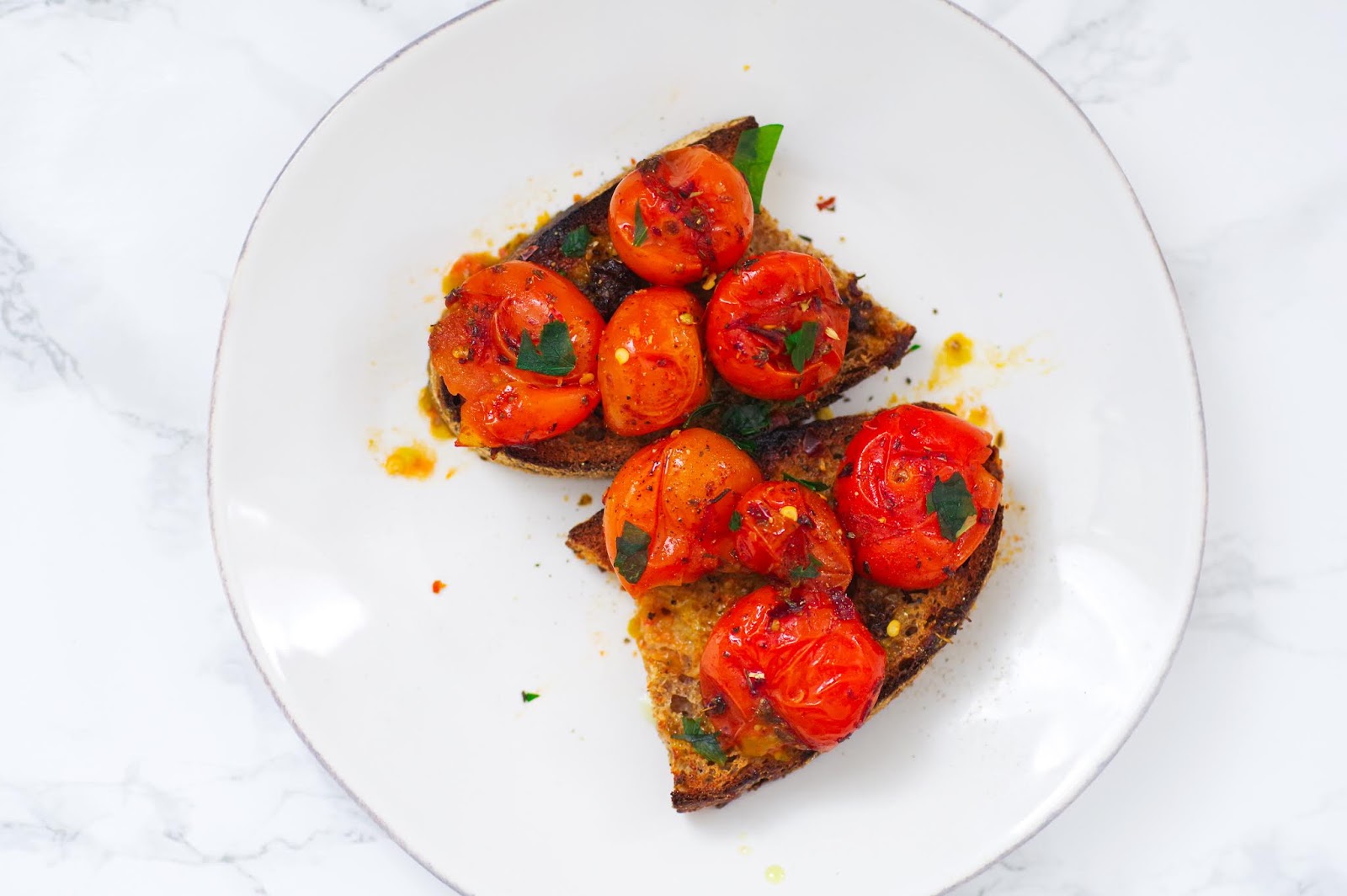 Pan Roasted Tomatoes on Toast Euphoric Vegan